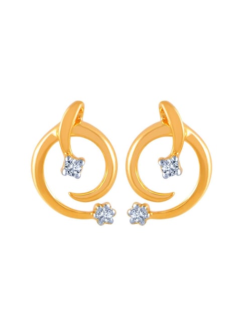 18K Traditional gold jhumka earrings with diamond | PC Chandra Jewellers