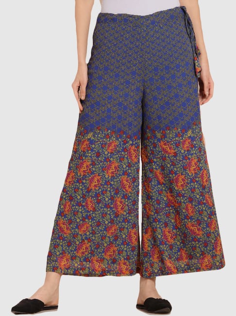 Imara Blue Floral Print Palazzos