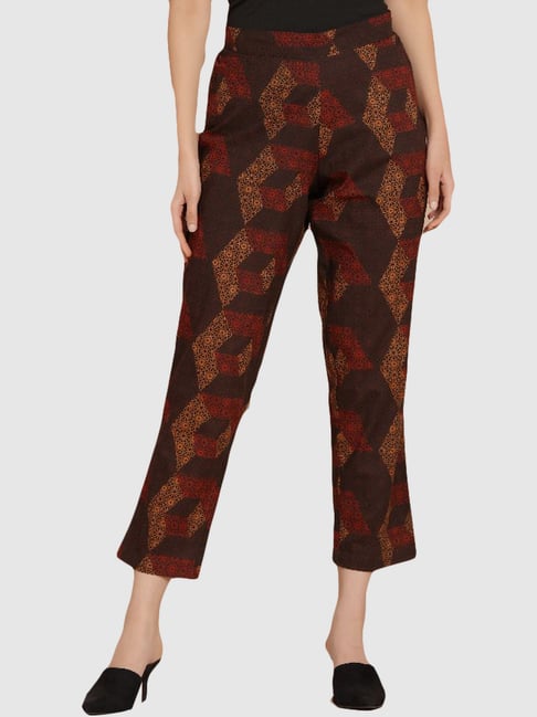 Imara Brown Cotton Printed Pants