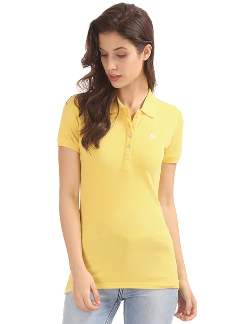 Aeropostale Yellow Cotton Polo T-Shirt