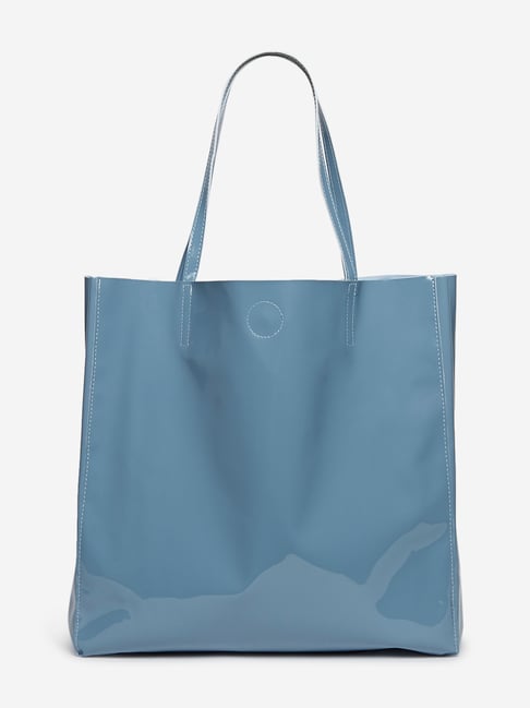 LOV by Westside Blue Glossy Tote Bag