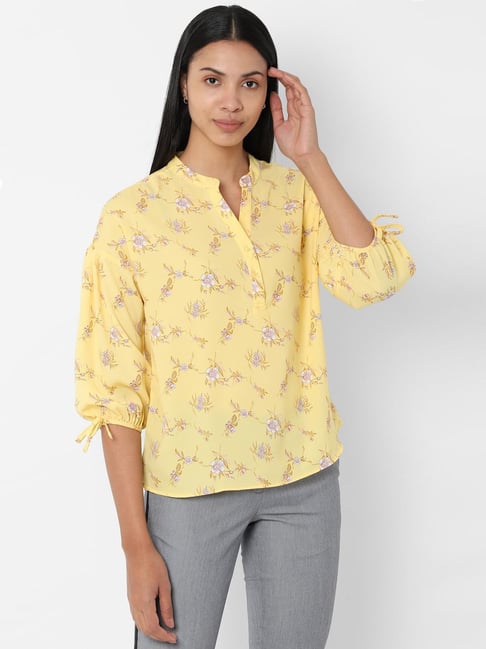 Solly by Allen Solly Yellow Printed Top