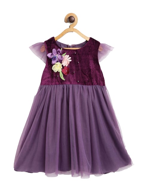 Nauti Nati Kids Purple Applique Dress