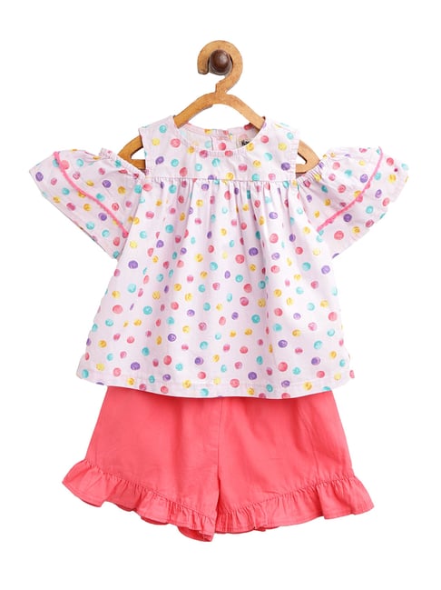 Nauti Nati Kids Pink Printed Top With Shorts