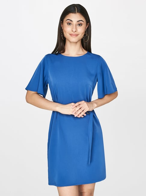 AND Blue Above Knee Dress Price in India