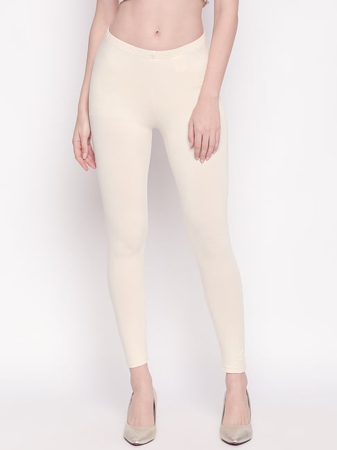 Pantaloons Off White Cotton Leggings 