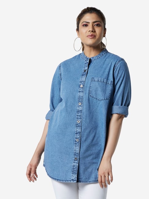 Sassy Soda Curve by Westside Blue Denim Jones Shirt