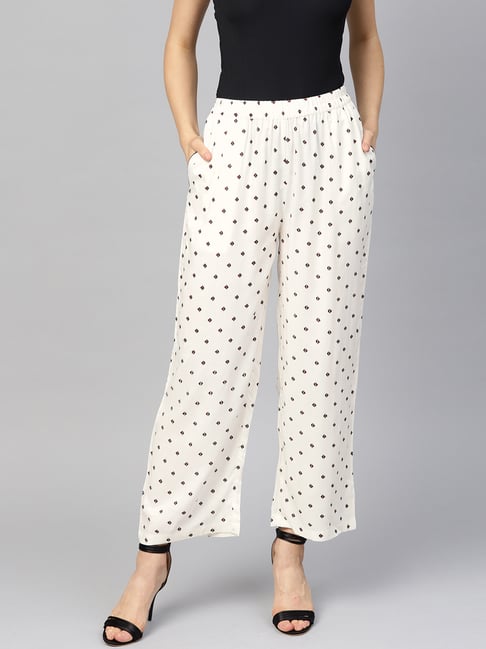 People by Pantaloons Black Cotton Flared Pants