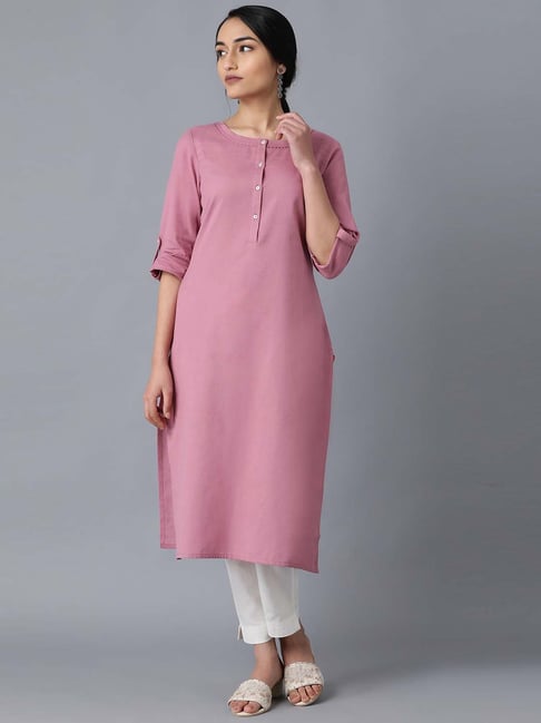 pink straight kurta