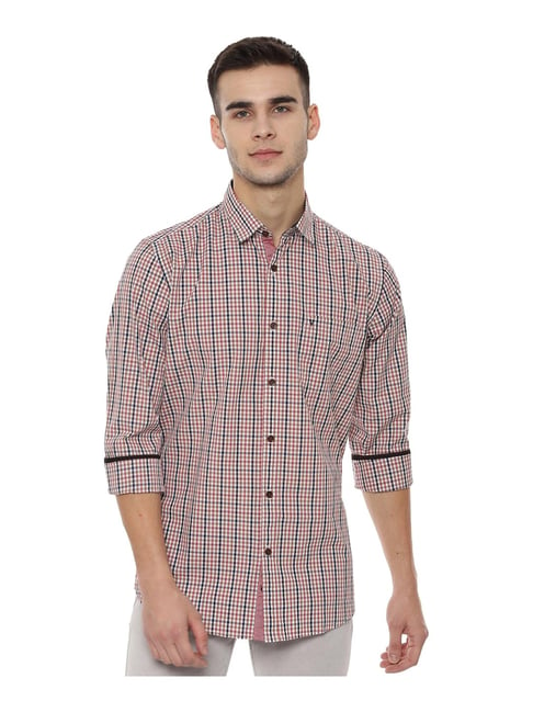 Van Heusen Pink Slim Fit Check Cotton Shirt