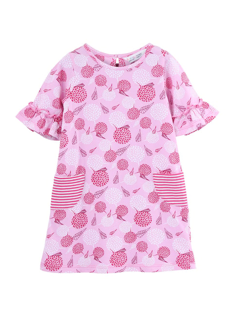 Beebay Kids Pink Cotton Printed Casual Dress