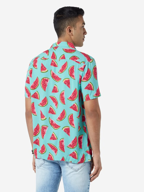 Buy Nuon by Westside Aqua Relaxed Fit Watermelon Print Shirt for Men ...