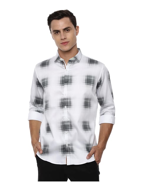 van heusen white printed shirt