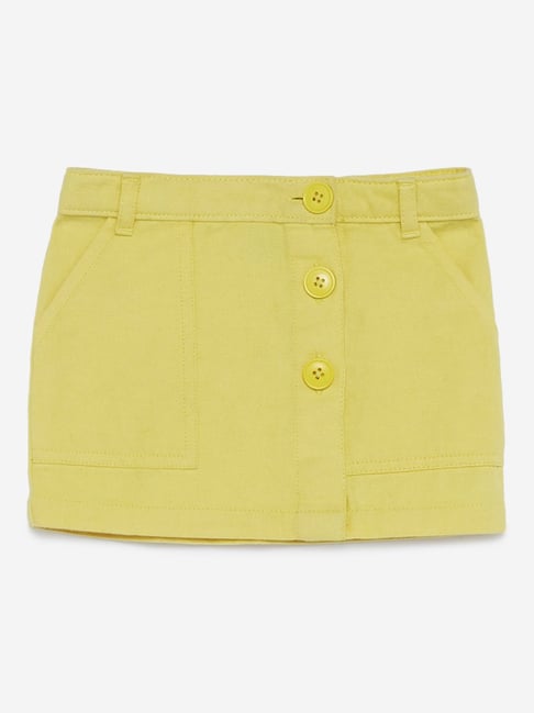 Tommy Jeans A-Line Button Down Denim Skirt - Yellow | very.co.uk