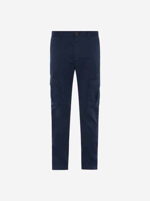 Buy WES Casuals by Westside Navy Slim Fit Cargo Pants for Men Online ...