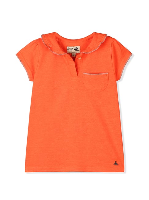 Cherry Crumble By Nitt Hyman Kids Orange Solid Polo T-Shirt