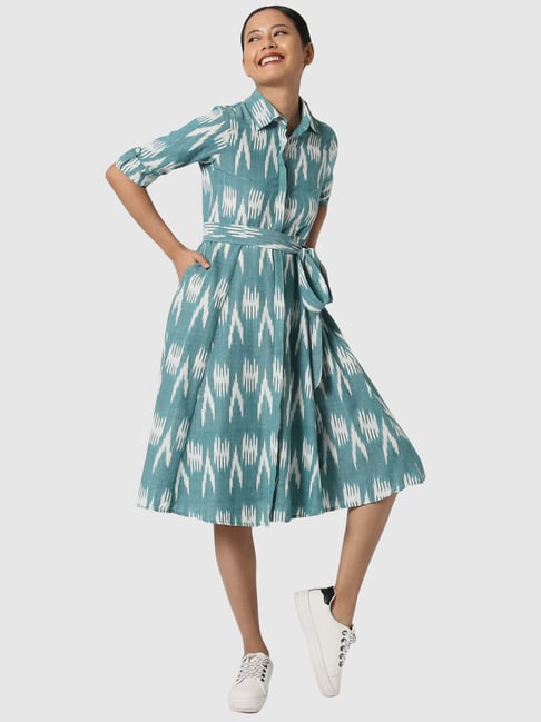 Buy Okhai Aquamarine Turquoise Pure Cotton Printed Shirt Dress for Women Online @ Tata CLiQ Buy Okhai Aquamarine Turquoise Pure Cotton Printed Shirt Dress for Women Online @ Tata CLiQ