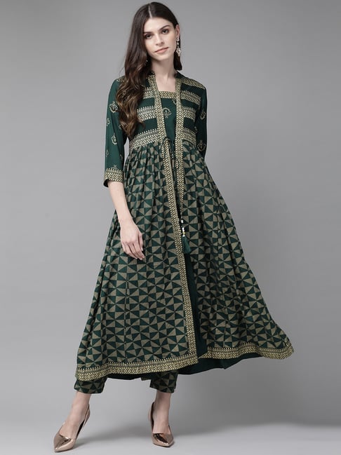 Juniper Forest Green Printed Kurta Pant Set