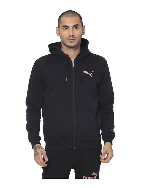 Puma black hooded jacket best sale