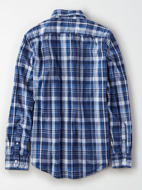 American Eagle Outfitters Blue Slim Fit Check Shirt from American Eagle ...