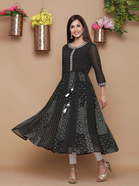 Beautiful Floral Printed Black Georgette Anarkali Kurti With Printed  Dupatta Set for Women and Girls, Dress, Dress for Women, Free Shipping -  Etsy