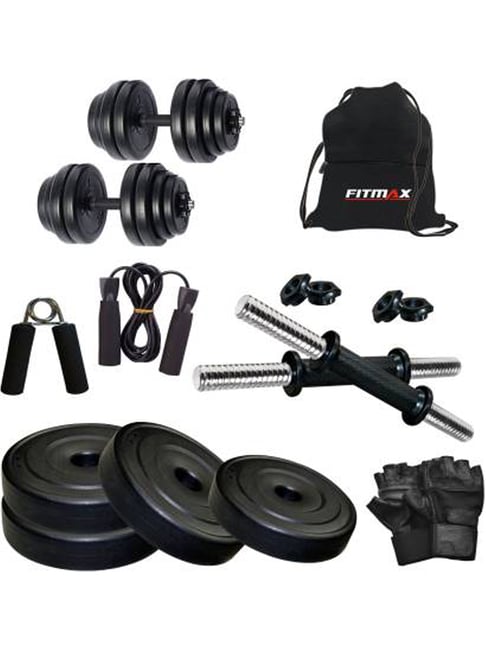 Fitmax PVC 10KG DM Combo Home Gym Kit (Black)-FITMAX-Footwear-TATA CLIQ