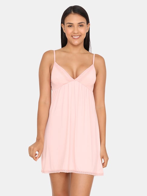 Buy Zivame Powder Pink Relaxed Fit Babydoll for Women Online