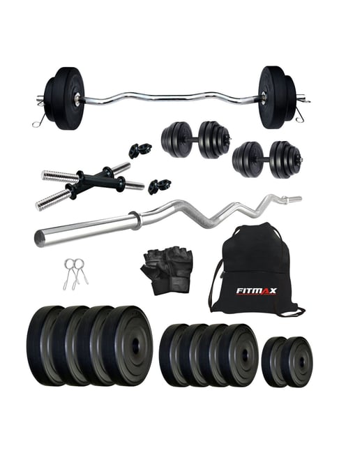 FITMAX PVC 50kg Home Gym Combo (Black)-FITMAX-Footwear-TATA CLIQ