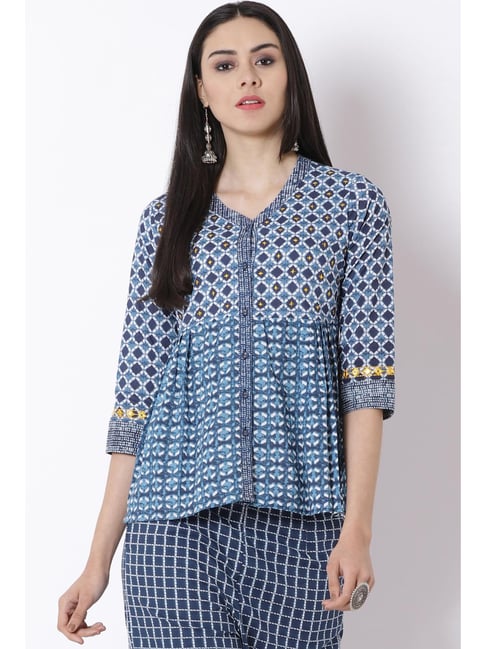 Buy W Blue Embroidered Pants for Women Online @ Tata CLiQ