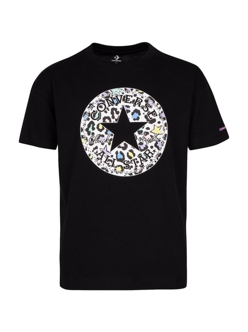 Converse Kids Black Cotton Logo Print T-Shirt