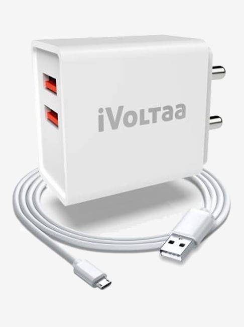 iVoltaa FuelPort 2.4 A Multiport Mobile Charger with Detachable Cable (White Cable Included)