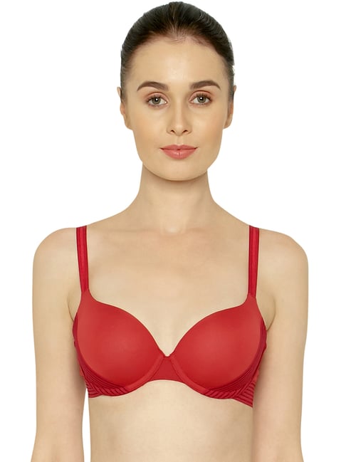 Triumph Red Everyday Deep Neck Padded Under Wired T-Shirt Bra Price in India