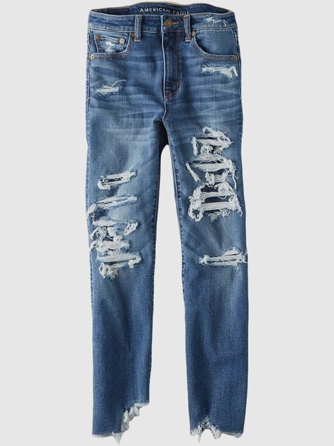 American Eagle Outfitters Blue Cotton Distressed Jeans