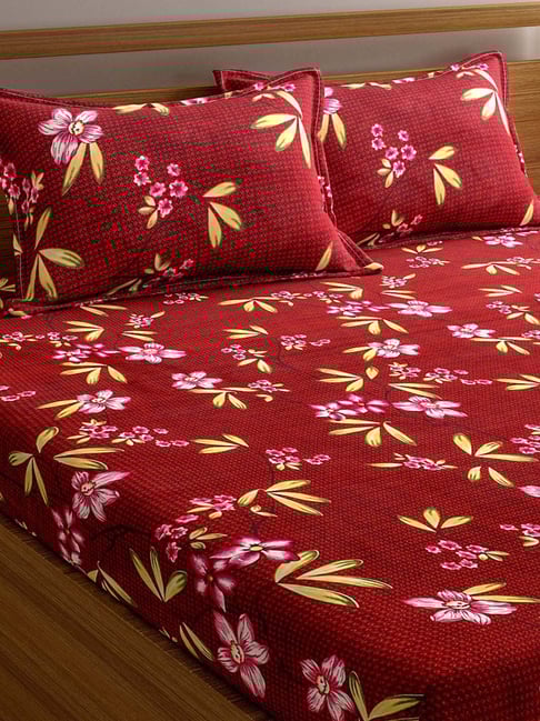 Buy Romee Maroon 144 TC Bed Sheet Set at Best Price Tata CLiQ