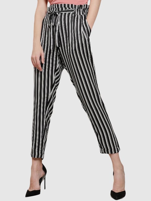 Ms Taken Black & White Striped Pants