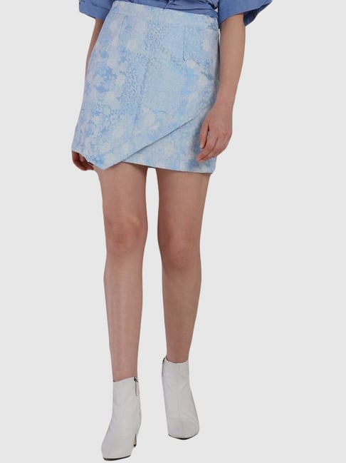 Ms Taken Blue Printed Skirt