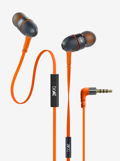 boAt BassHeads 220 T Wired Earphones with Super Extra Bass, Tanglefree Cable (Molten Orange)