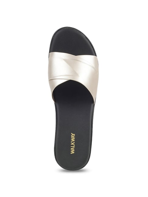 Buy Walkway Champagne Gold Casual Wedges for Women at Best Price