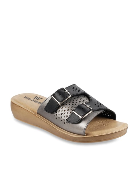 Buy Walkway Black Grey Casual Wedges for Women at Best Price