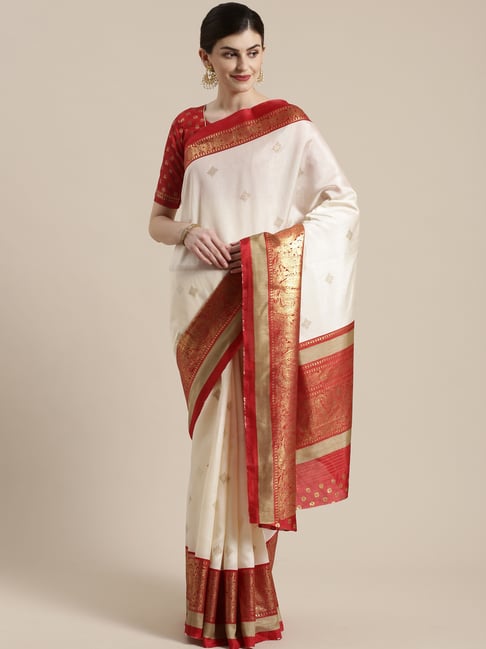 Grey Linen saree with tissue and maroon or red zari border and handpai