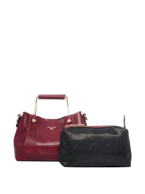 Dune London Dinkiedarlow Di Red Textured Medium Handbag with Pouch