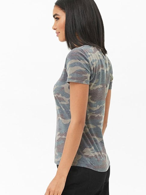 Forever 21 Multicolor Camo Print T Shirt