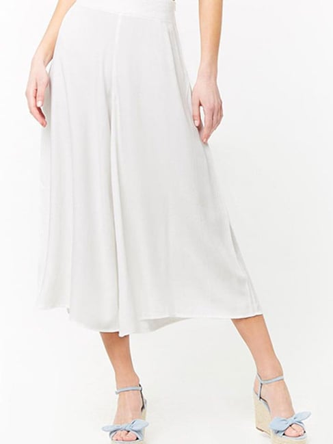 Forever 21 Ivory Flared Fit Culottes