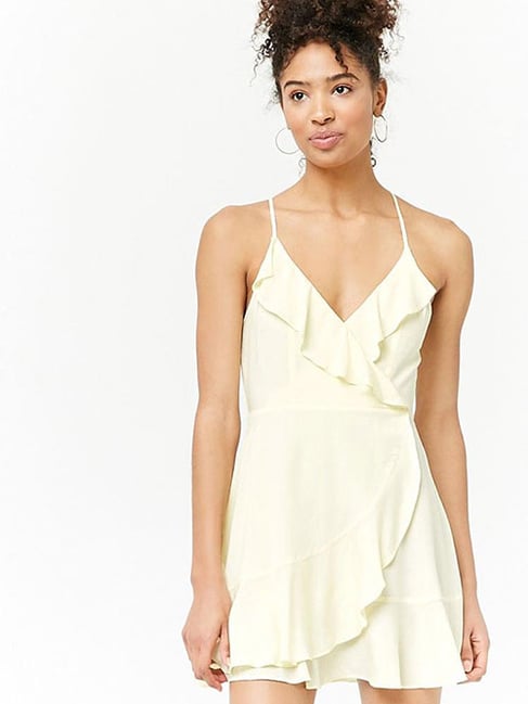 Buy Forever 21 Light Yellow A line Fit Racerback Flounce Dress for Women Online Tata CLiQ