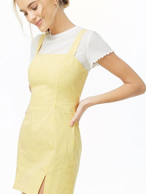 Forever 21 yellow striped dress hotsell