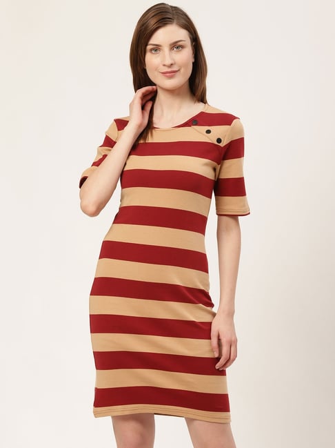 Cover Story Champagne Striped Dress Price in India