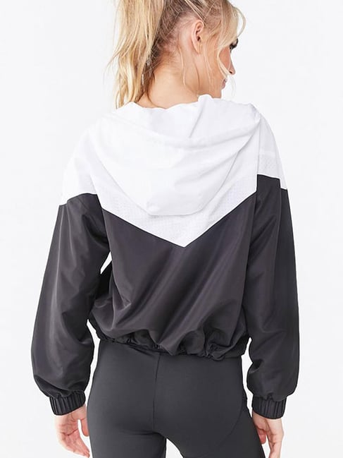 Buy Forever 21 White & Black Color Block Windbreaker Jacket for Women  Online @ Tata CLiQ