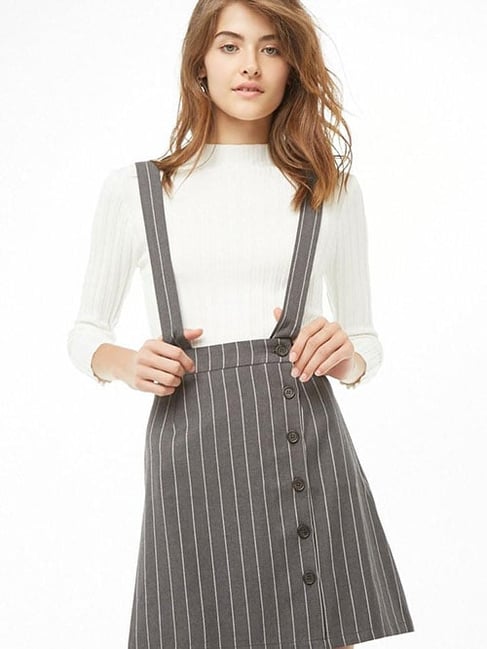 Forever 21 Grey & White Striped Skirt