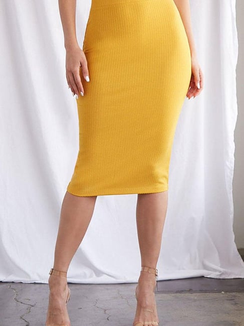 Yellow pencil skirt forever 21 discount