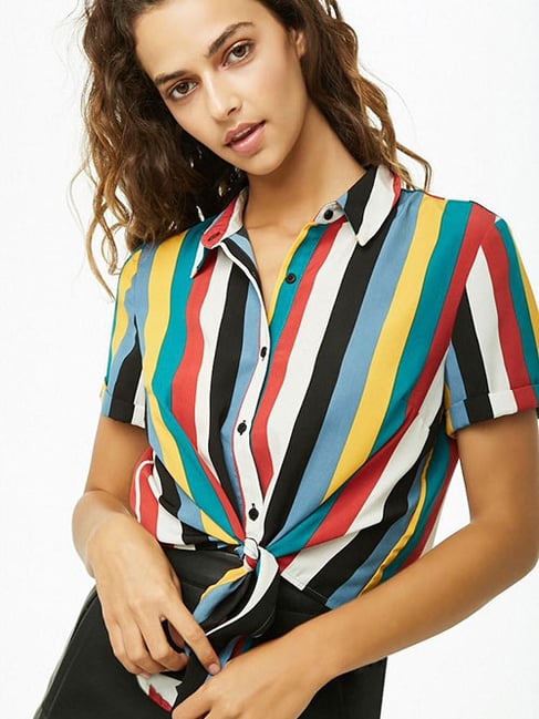 Buy Forever 21 Multicolor Striped Shirt for Women Online Tata CLiQ
